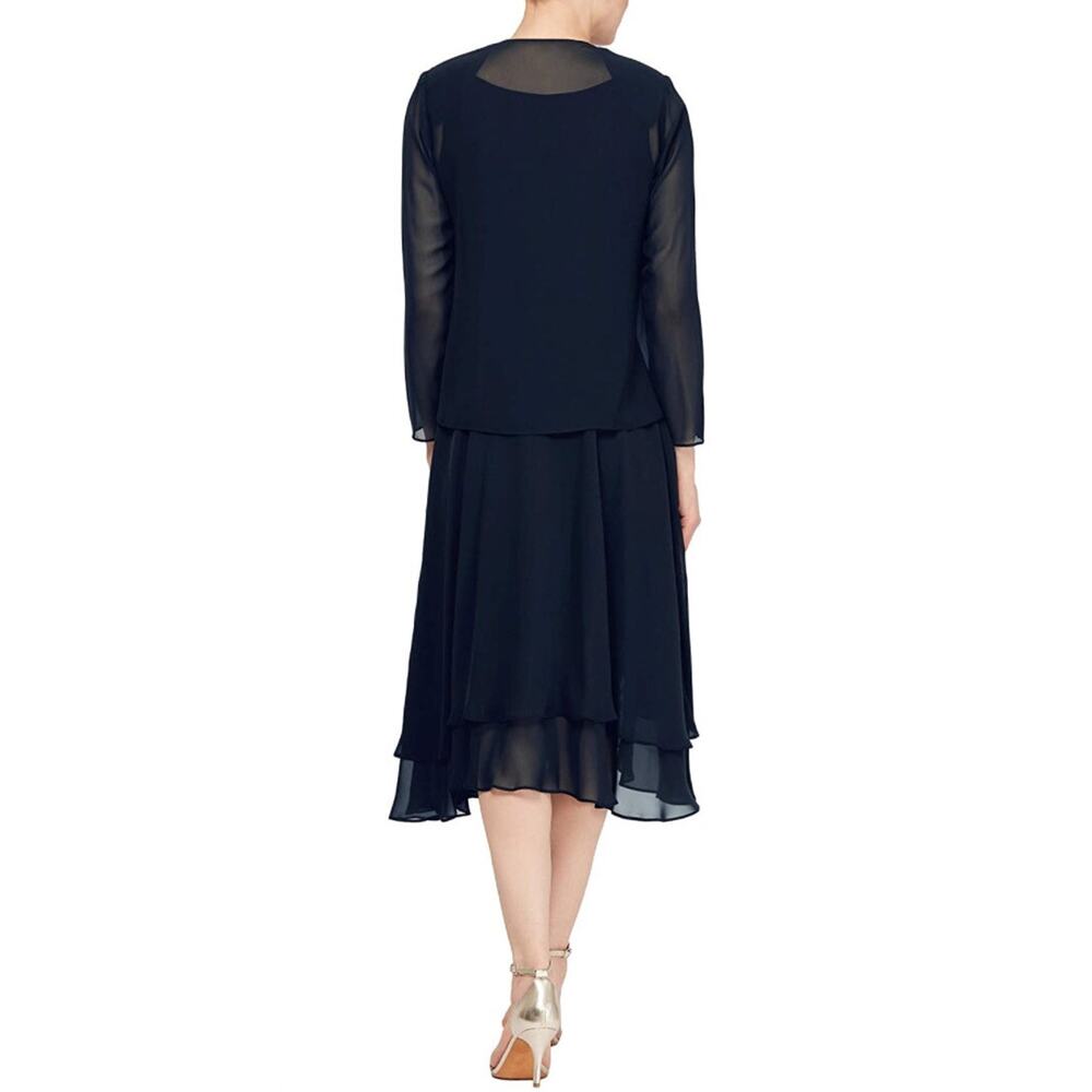 S.L. Fashions Plus Size Embellished Tiered Jacket Dress Formal Evening, Size 16 - Picture 4 of 6